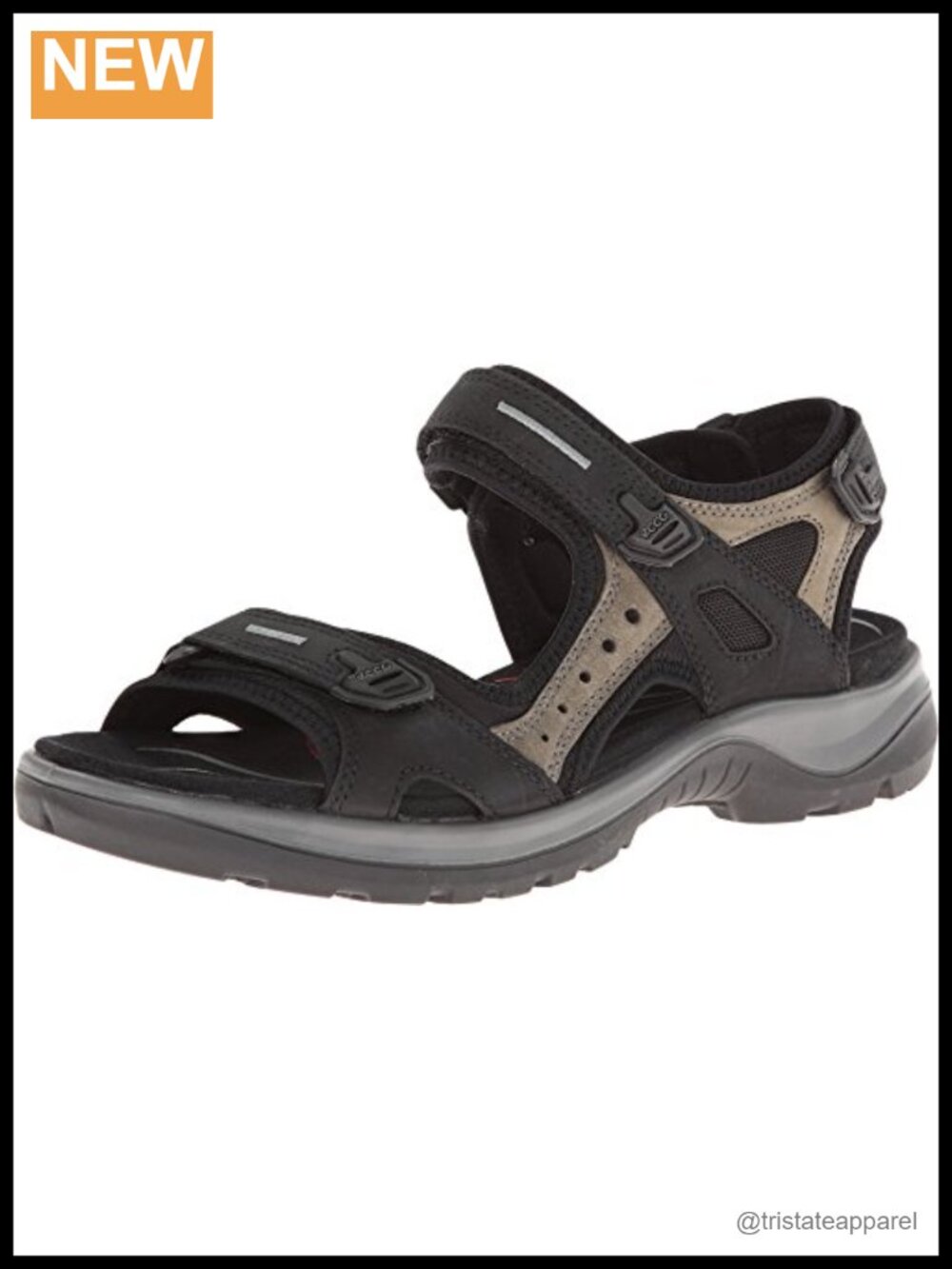 ECCO Yucatan Sport Sandal Nubuck Leather 3-Point Adjustable Hook & Loop